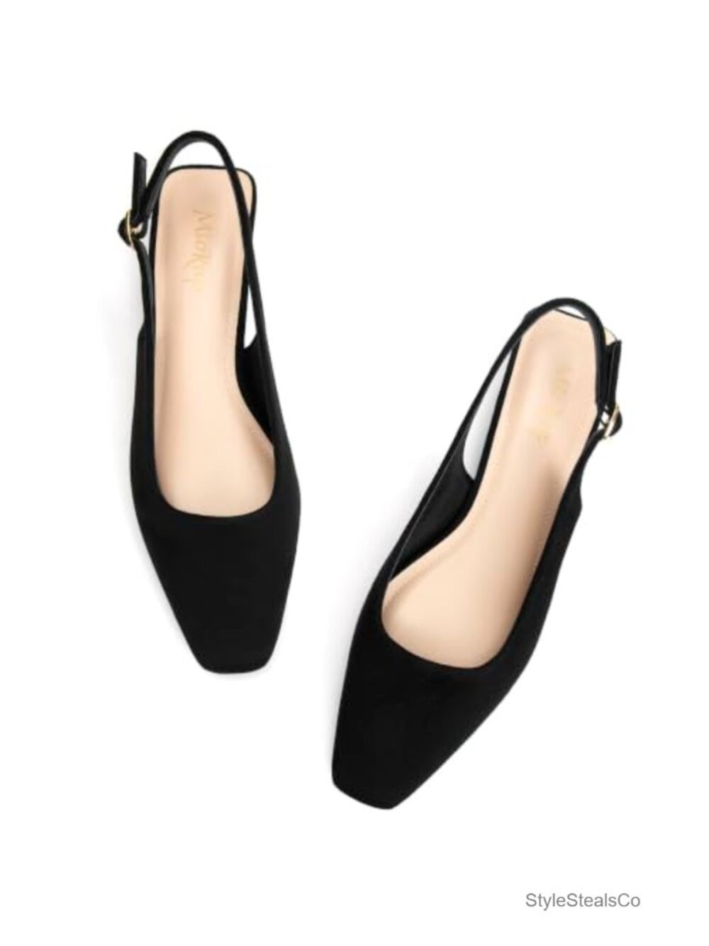 Slingback Square Toe Chunky Block Heels Women Suede Cushioned Office